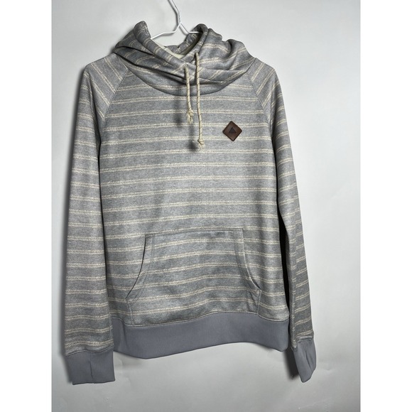 BURTON Dryride Heather Gray‎ Striped Pullover Hoodie Size Small - Picture 1 of 16